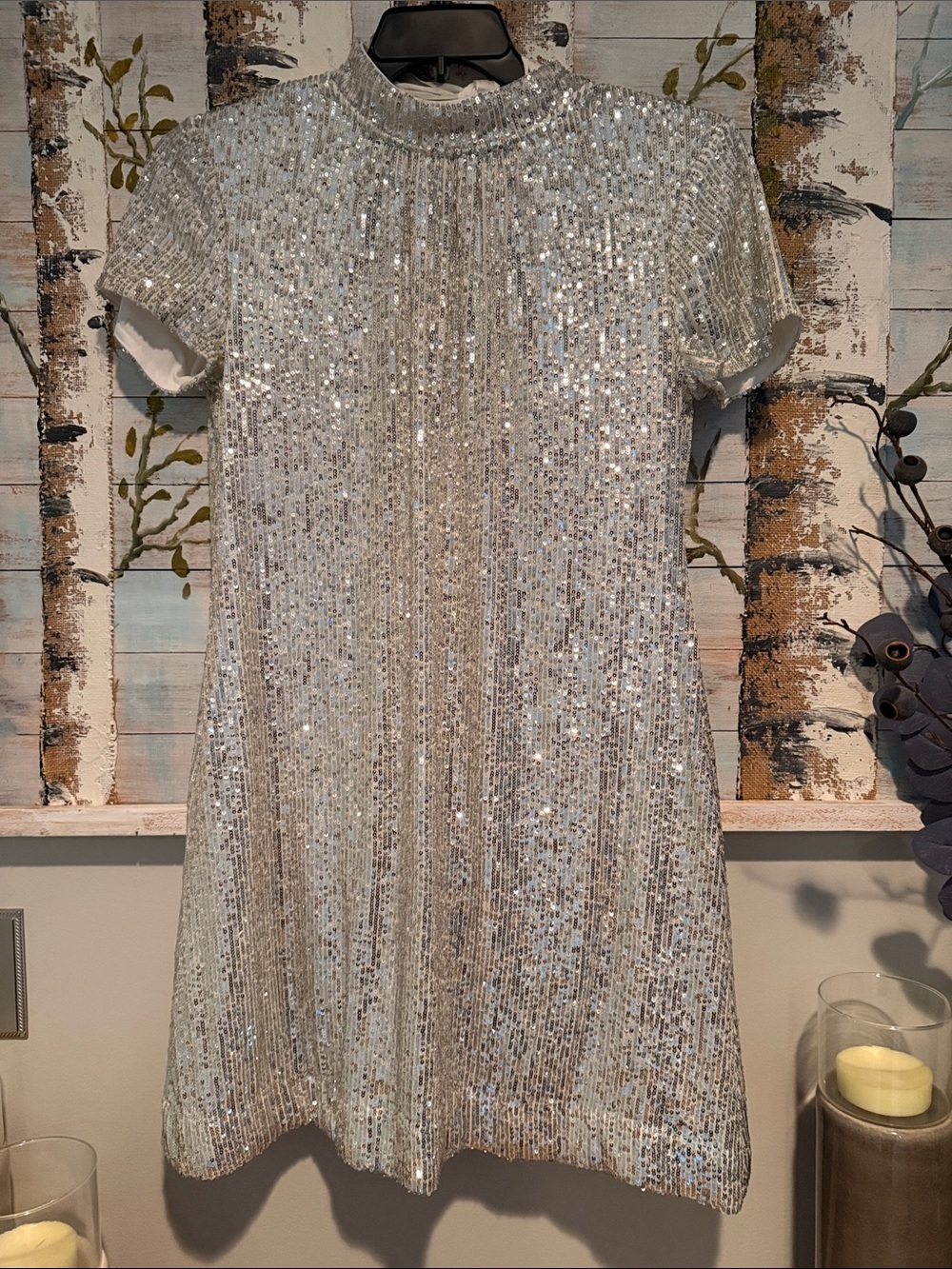 CeCe Silver Sequin Midi Dress